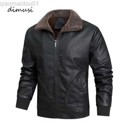 Men's Leather Faux Leather DIMUSI Men's Leather Jacket Fashion Winter Man Outwear Windbreaker Biker Coats Casual Business Fleece Warm Jackets Mens Clothing L230721