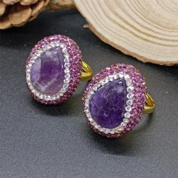 Cluster Rings Natural Amethyst Women's Ring Colour Retention Personality Fashion Simple Temperament Luxury Elegant Ladies Versatile Jewellery