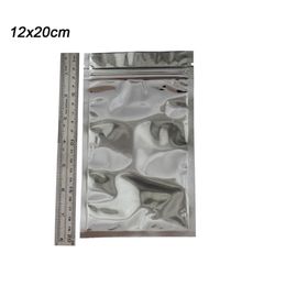 12 20cm Heat Sealable Clear Mylar Plastic Zipper Bag Package Retail Reclosable Silver Aluminum Food Grade Packing Zipper Zip Lock 314x