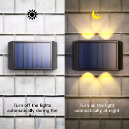 Solar Wall Interaction Lamp Outdoor 10 LED Warm Light IP65 Waterproof Up And Down Solar Luminous Lighting Balcony Yard Garden Decoration Solar Powered Street Light