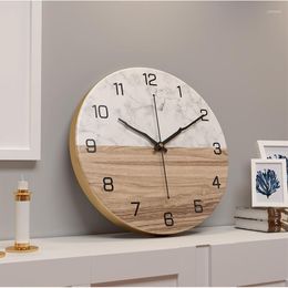 Wall Clocks Elegant Circular Clock With Marble And Metal Accents
