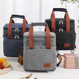 Lunch Bags Double Layer Thermal Lunch Bag Large Capacity Picnic Bento Box Meal Pouch Food Insulated Cooler Delivery Bags for Women Men Kids 230721