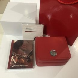 new square red for Watch box watch booklet card tags and papers in english watches Box Original Inner Outer Men Wristwatch box2184