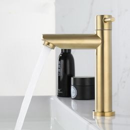 Brushed Gold Bathroom Faucet Basin Faucets Single Cold Sink Faucet Water Crane Deck Mounted Bathroom Tap