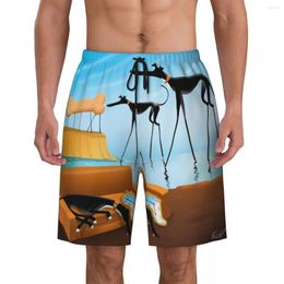 Men's Shorts Salvador Dali Greyhound Lurcher Swim Trunks Mens Quick Dry Board Whippet Sighthound Dog Art Bathing Suits Boardshorts