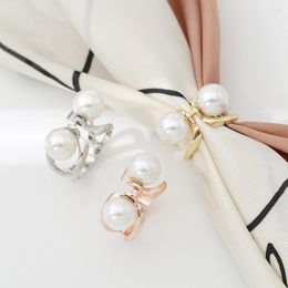 Scarves 2023 Silk Scarf Square Ring Buckle Smooth Champagne Gold Silver Letter Flower Pearl Brick Versatile Decorative Accessories