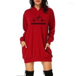 Women's Hoodies Fashion Summer Heartbeat Hairdresser Hoodie Women O-Neck Cotton Casual Loose Long Sleeve Girls Sweatshirt Barber Dress Tops