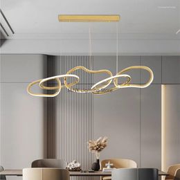 Chandeliers Nordic Luxury Stainless Steel LED Chandelier Circles Interlocking Lamp Kitchen Island Living Room Lighting Factory Direct Sales