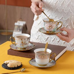 Cups Saucers Coffee Cup Set European Small Luxury Household Bone China Ceramic Tea Mug Modern 220ml