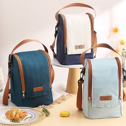 Lunch Bags Round Thermal Lunch Box Bag Waterproof Insulated Food Tote Kids Keep Fresh Cooler Shoulder Bags Portable Bento Storage Pouch 230721