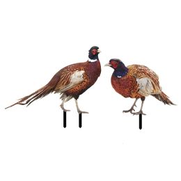 Garden Decorations 594C Pheasants Stake Set of 2 Lawn Courtyard Decorative Statue Sculpture Garden Patio Acrylic Stakes Outdoor Art Decoration 230721