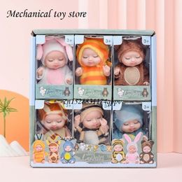 Dolls 6 Pieces Mini Cute Realistic Eyes Closed Reborn Baby Doll with Clothes Suit Accessories Birthday Gift for Girls Dropship 230721