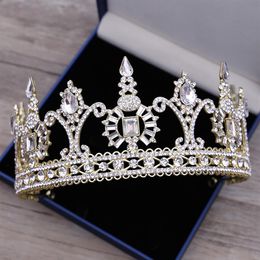 Luxury Silver Gold Crystals Wedding Crowns Shinning Beaded Bridal Tiaras Rhinestone Head Pieces Headband Hair Accessories Pageant 294B