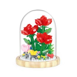 Eternal rose building blocks Flower bouquet Flower toy girl series Valentine's Day birthday gift