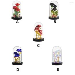 Decorative Flowers Artificial LED Glass Cover Rose Dome Eternal Christmas Decoration