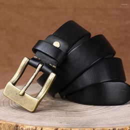 Belts Trendy Thickened Belt Men's Leather Needle Buckle American Style Rough Copper Design Vintage A2779