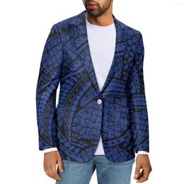 Men's Suits Polynesian Tribal Fijian Totem Tattoo Fiji Prints Style Fashion Business Loog Sleeve Suit Jacket Elegant Slim Coat