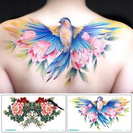 Colour Flower Arm Waterproof Temporary Tattoos Bird Rose Women Summer Beach Sexy Chest Back Body Art Fake Tattoos Wholesale