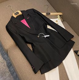 Women's Suits High Quality Wool Blends Lady Office Wear Coat Long Sleeve Single Button Women Elegant Style Blazer