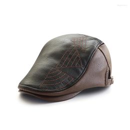 Berets 2023 Jamont Vintage Men PU Leather Baret Visor Hats Classic Sboy For Bere Gorro De Inverno Feminino Cap