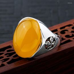 Wedding Rings S925 Silver Ring Empty Holder Living Male Cross Amber Honey Wax 15 20