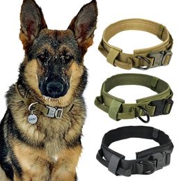 Dog Collar Nylon Adjustable Military Tactical Dog Collars Control Handle Training Pet Dog Cat Collar Pet Products Q1119302b