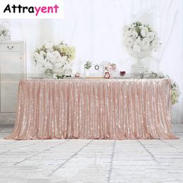 Table Skirt Beige Gold Sequin Tables Cloth Birthday Party Wedding Christmas Accessories Sweets Decoration Festival Deco 230721