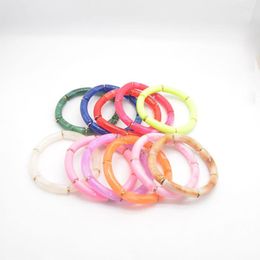 Strand Bohemian Fashion Resin Beads Bracelet For Women Handmade Acrylic Bamboo Charm Jewellery Gift .