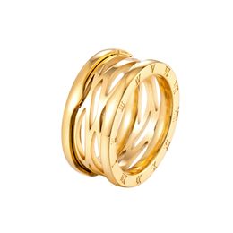 Beautiful Roman Numeral Stripe Ring Stainless Steel Classic Design Woman Jewellery Gold Colour Luxury Brand Ring Wholesale