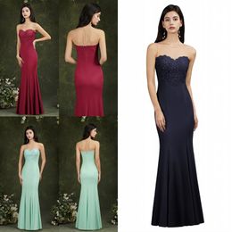 2022 Sexy Designer Mint Green Bridesmaid Dresses Burgundy Dark Navy Sheer Neck Mermaid Maid of Honour Gowns Evening Prom Dress CPS12861