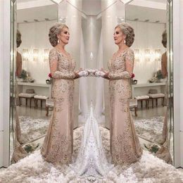 Mother of the Bride Dresses 2021 A Line Sheer Long Sleeves Formal Godmother Evening Wedding Party Guests Gown Plus Size Custom Mad286S