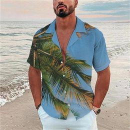 Men's Casual Shirts 2023 Coconut Tree For Men 3d Printed Hawaiian Shirt Beach 5xl Short Sleeve Fashion Tops Tee Man Blouse