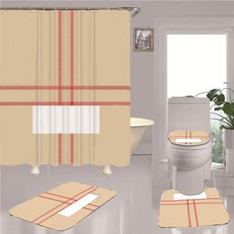 Cool Print Shower Curtains Sets High-grade Four-piece Must Set Bathroom Anti-peeping Non-slip Deodorant Bath Toilet Mats254V