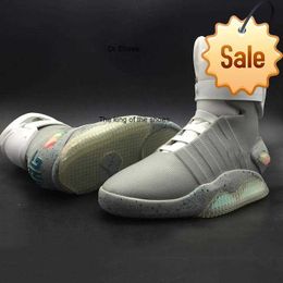 2023 Limited Air Mag Sneakers Marty Mcfly's air mags Back To The Future LED Basketball Shoes Glow In The Dark Lighting Grey Red Marty McFlys Mags Boots Size 7-12