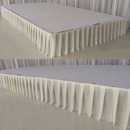 Table Skirt White pleated table skirt wedding backdrop curtains for clothes cover stage skirting event party 230721