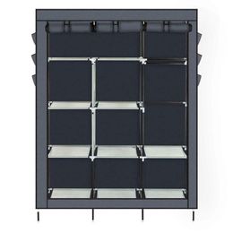 Heavy Duty Portable Closet Storage Organiser Wardrobe Clothes Rack Shelves Gray256Y