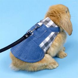 Dog Apparel Pet Clothes Denim Jacket Coat Small Animal Harness Leash Vest Bag Hat Set For Ferret Hamster Supplies