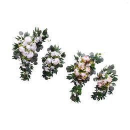 Decorative Flowers Artificial Wedding Arch Set Garlands Silk Peony Flower Swag Front Elegant Floral Wreath