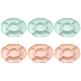 Dinnerware Sets 6 Pcs Dried Fruit Plate Plastic Serving Platter Dishes Parties Tray Storage Divided Pp Sorting Party Trays