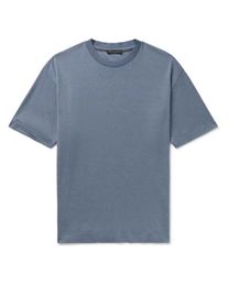 Designer Men T Shirt Loro Piana Men's Blue Philion Cashmere And Silk-blend T-shirt Short Sleeves Tops Summer Tshirt