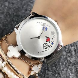 Fashion Top Brand wrist watch for women Men flower style Steel metal band quartz watches TOM27179V