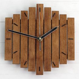 Wall Clocks Rustic European-style Wooden Clock Creative Retro Living Room Decoration 3D DIY Production