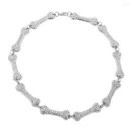 Choker Exquisite Crystals Silver Colour Bones Chain Necklaces For Women Girlfriend Pendant Christmas Party Gift Jewellery