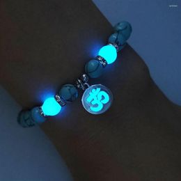 Strand Top Natural Stones Luminous Glowing In The Dark Buddhist Scripture Charm Rosary Bracelet For Women Yoga Prayer Buddhism Jewellery