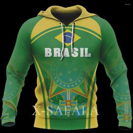 Men's Hoodies Fall Sweatshirts Brazil Emblem Print Street Fashion Cool Tops Unisex Oversized Clothing Hoodie