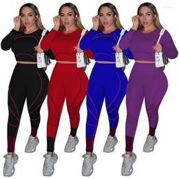 Women's Two Piece Pants European Fashion O Neck Women Set Long Sleeve Sheath 2 Pieces Sporty Sweatsuit Female Tracksuits