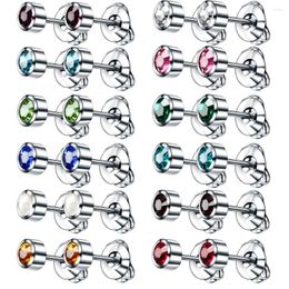 Stud Earrings Alisouy 2 Pieces Steel Crystal Assorted Colours Ear Piercing Simple Push-Back Sexy Girls Jewellery