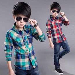 Kids Shirts Spring Cotton Kids Clothes Fashion Casual Handsome Shirt for Children blouses Boys Plaid Long Sleeve dress Shirts 230721