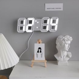Wall Clocks 3D LED Digital Clock Decor Glowing Night Mode 3 Alarms Electronic Table 1224H for Living Room 230721