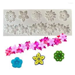 Baking Moulds Little Flower Garland Silicone Cake Mould DIY Rose Daisy Fondant Chocolate Decor Tools Cookie Making Plaster Resin Mould